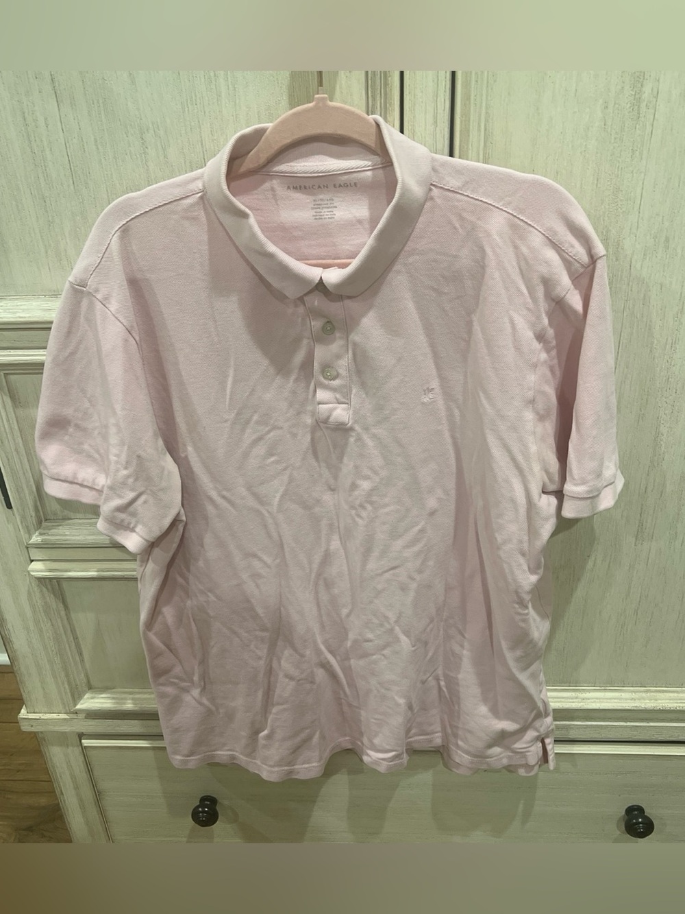American Eagle Outfitters Men’s Pale Pink Polo Shirt